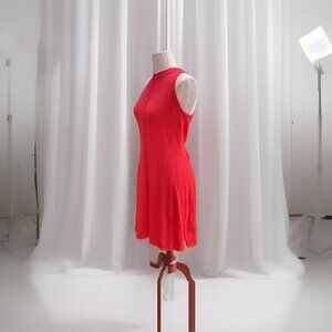 Poppy Red Sleeveless Knit Dress Size Large Back Zipper Womens